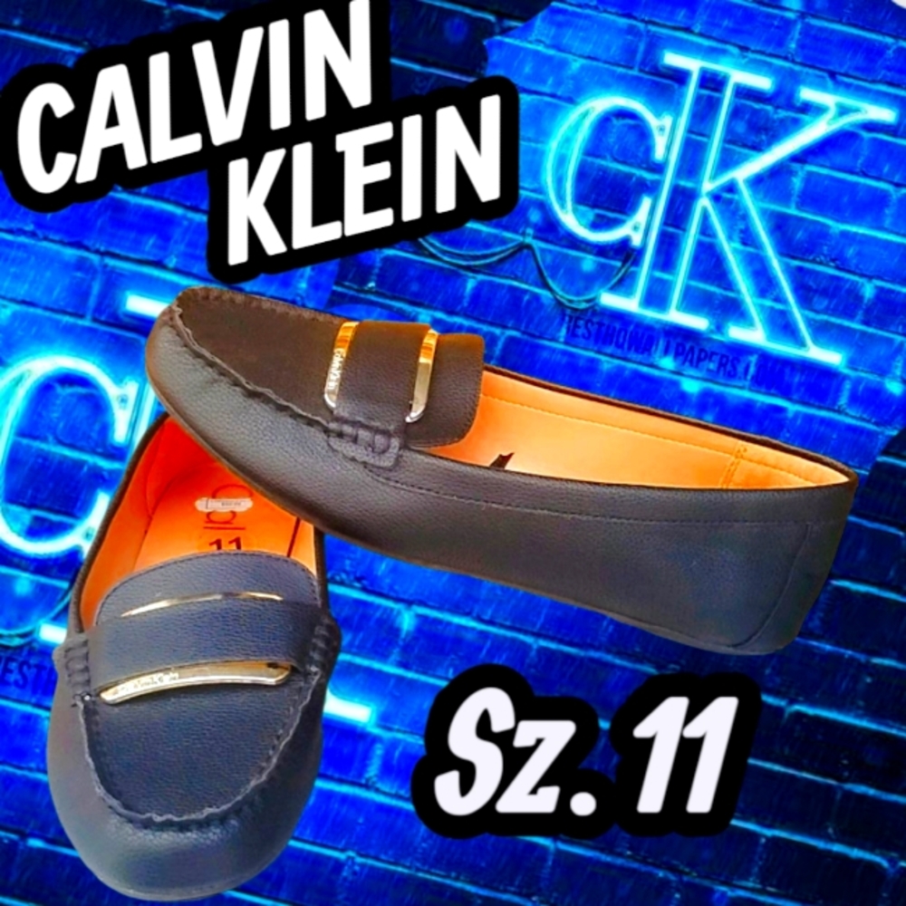 EUC Calvin Klein BLACK/GOLD Loafers Sz. 11M